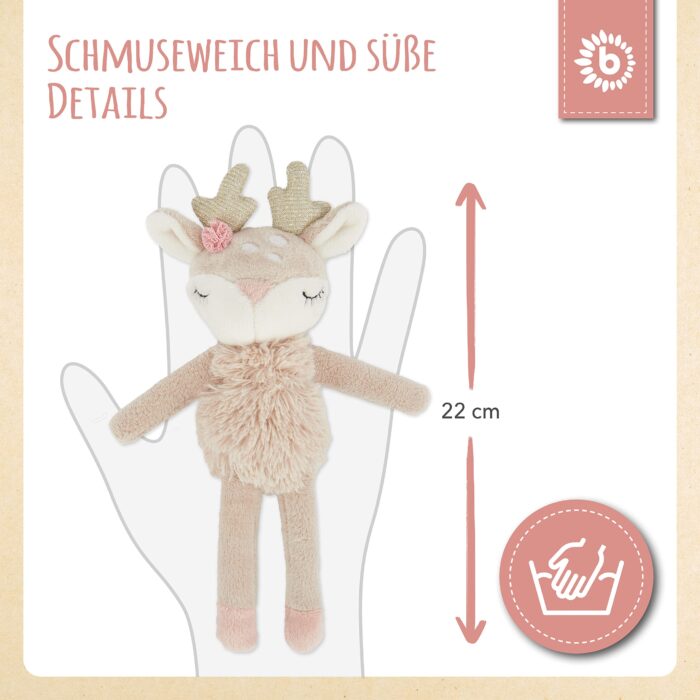 Bieco Kuscheltier Reh Ella mit Rassel | Baby ab 0 Monate Stofftier Baby Plüschtier Reh rentier – Bild 5